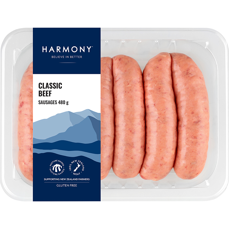 new Harmony Beef Classic Sausages MAP (CTN-8) (450g)