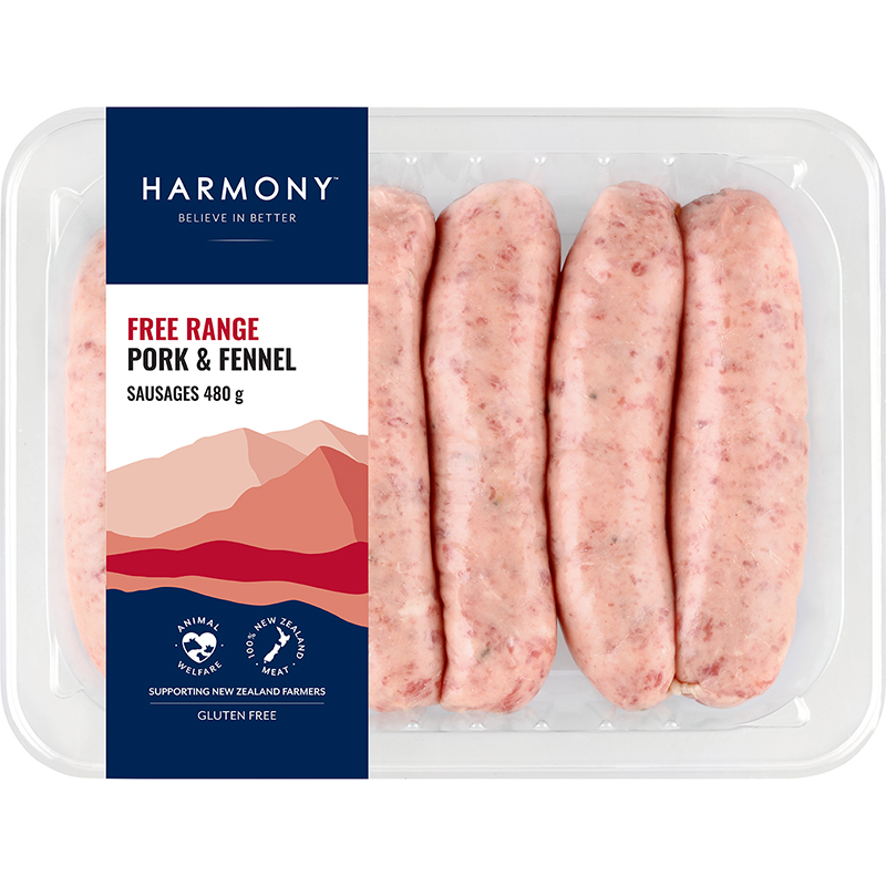 new Harmony FR Pork & Fennel Sausages MAP (CTN-8) (450g)